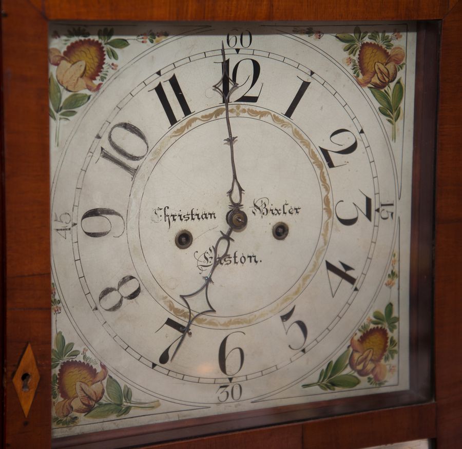 A tall-clock dial signed Christian Bixler, Easton