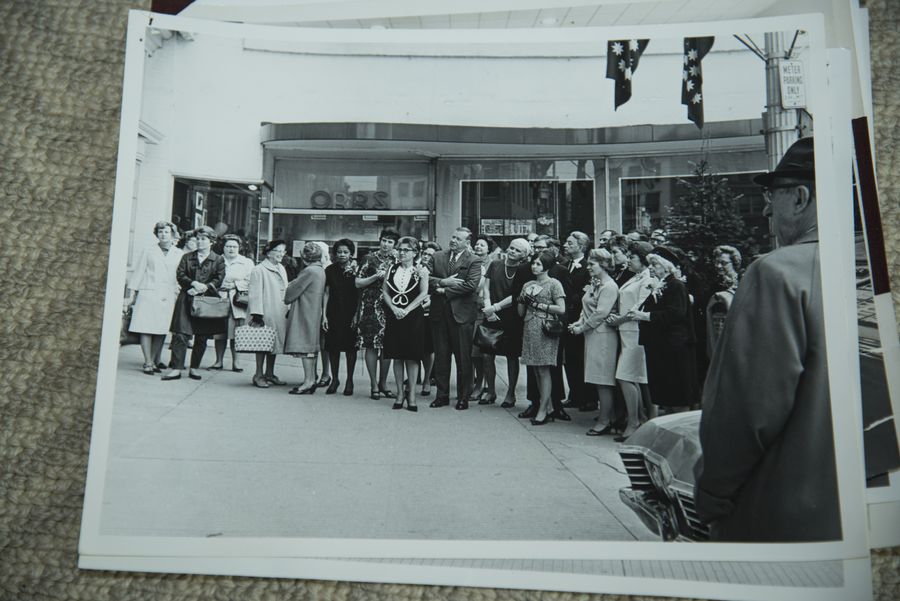 A crowd outside the store