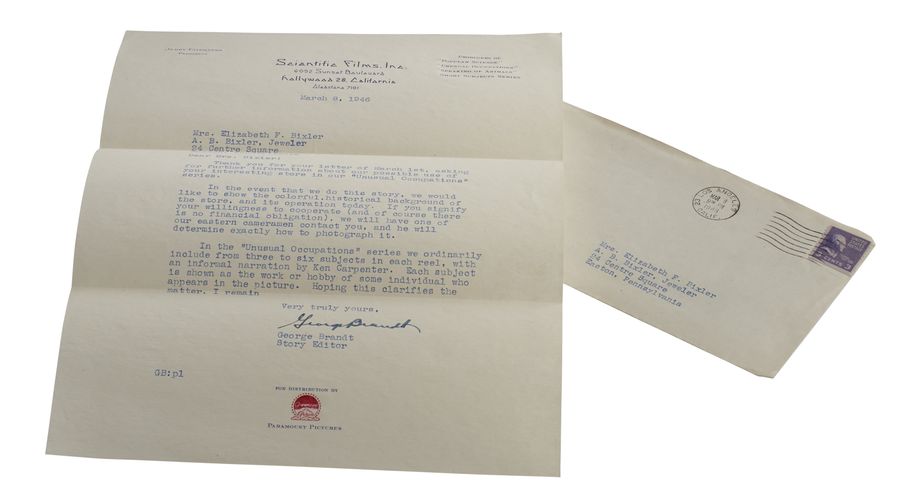 A letter to the store and its envelope