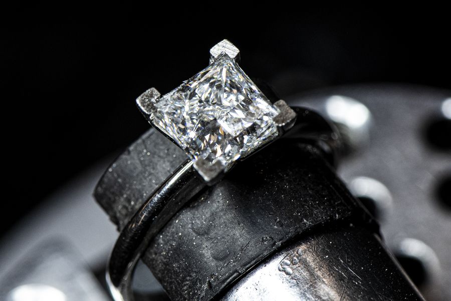 A princess-cut diamond ring